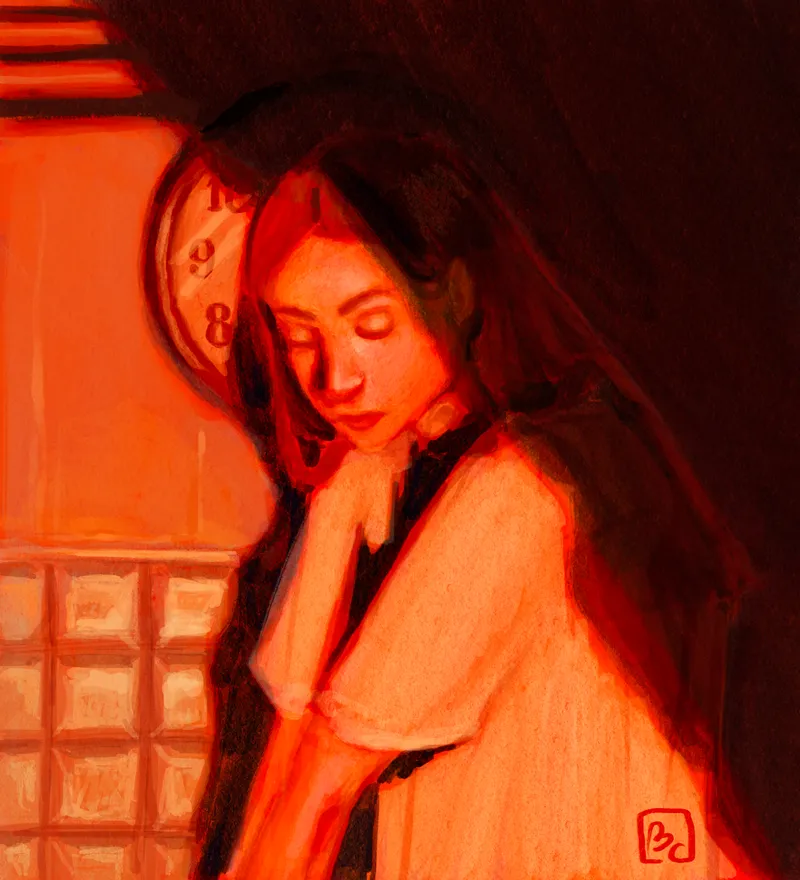 Orange Light Girl painting